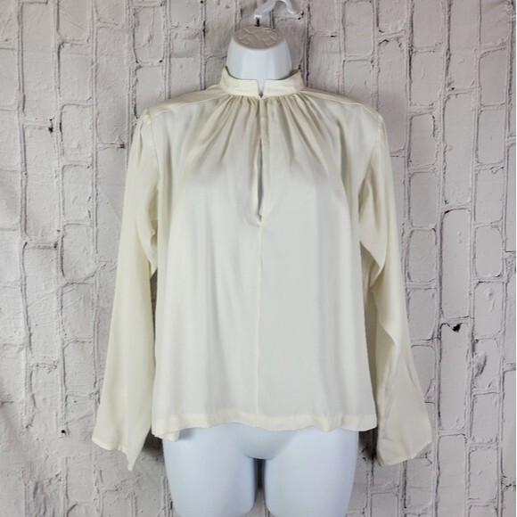 Apiece Apart ivory clasp open front neck long sleeve blouse - Picture 2 of 12